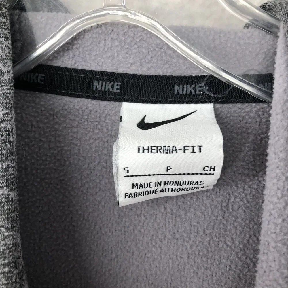 Nike Sweatshirt Men's Small Gray Dri-Fit Training Therma Zip Pocket Standard